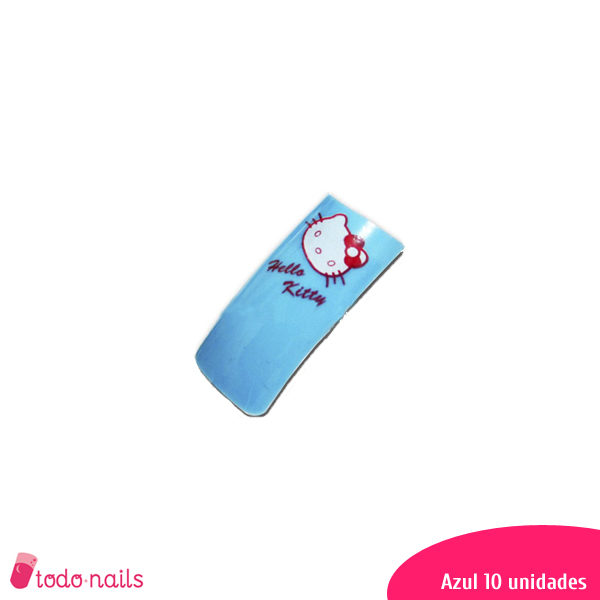 Tips Hello Kitty para unhas Azul 10 unidades