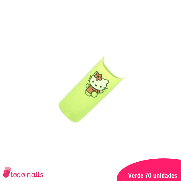 Tips Hello Kitty para unhas Verde 70 unidades