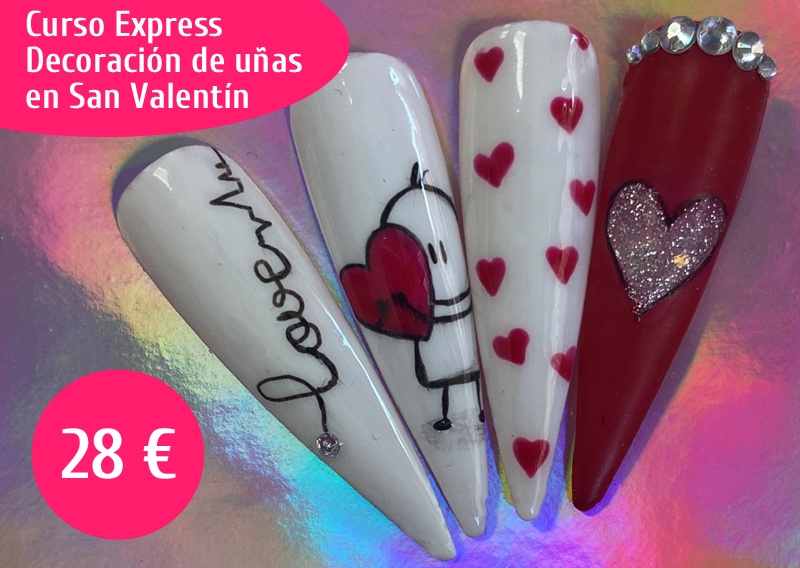 Curso express Decoración de uñas en San Valentín en Málaga